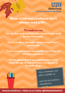 Minor childhood conditions, threadworm information
